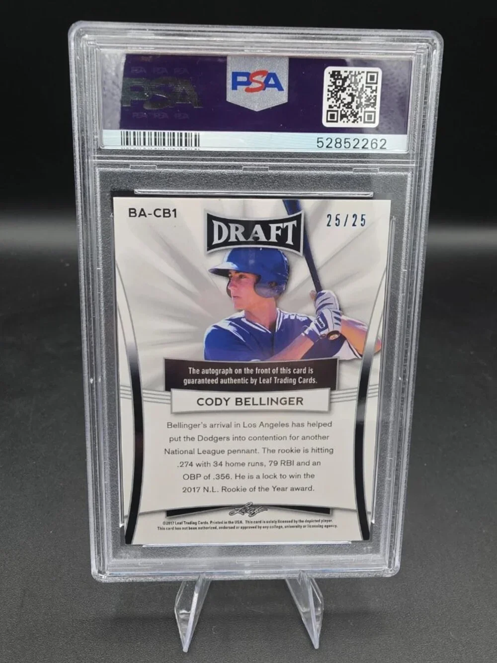 Cody Bellinger PSA 9 2017 Leaf Metal Draft #BA -cb1 Rookie Blue RC Auto 25/25